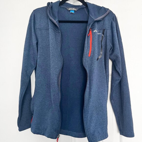 Eddie Bauer First Ascent Zipper Jacket Hooded | Men’s Small Dark Blue with Red - Picture 2 of 7